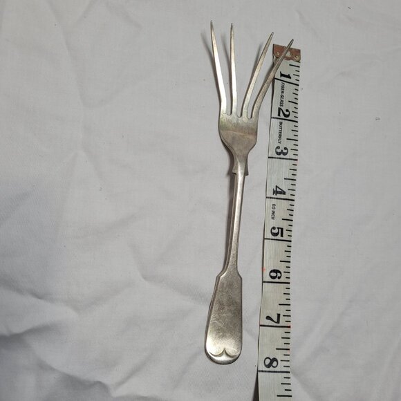 Antique Benares Silver Serving Fork Meat Patina John Round & Sons JR & S BP - Picture 13 of 14